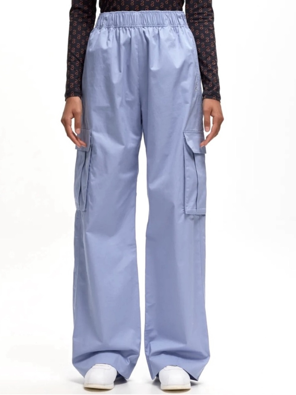 Stine Goya Fortuna Solid Cargo Pants Blue Organic Cotton Wide Leg